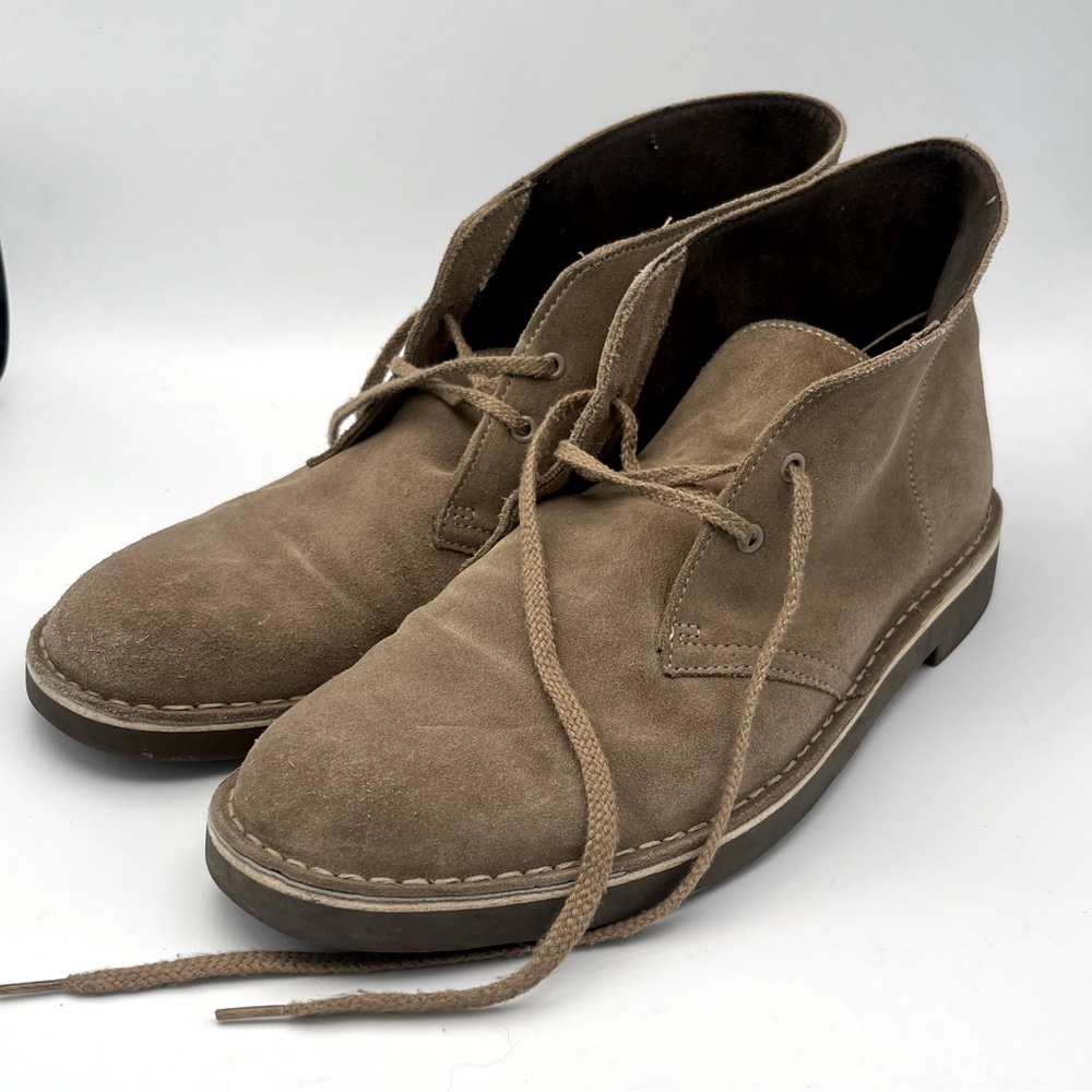 Clarks Mens 10.5 Bushacre 2 Desert Chukka Taupe Suede Ankle Boots Classic